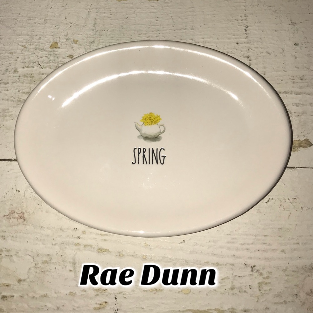 Rae Dunn Spring Tea Kettle With Flowers Oval Dish